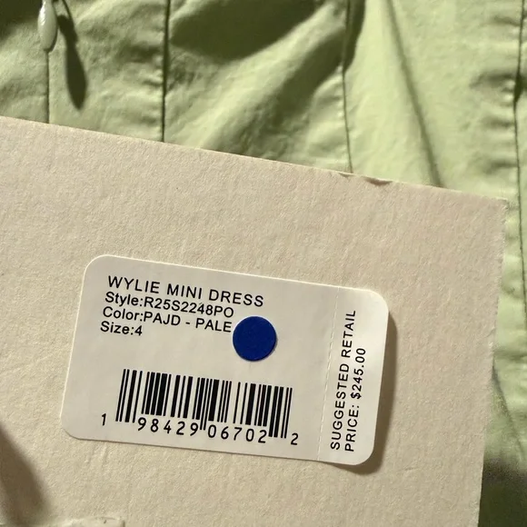 STAUD Wylie Stretch-Cotton Mini Dress in Pale Jade - NWT - Picture 5 of 7